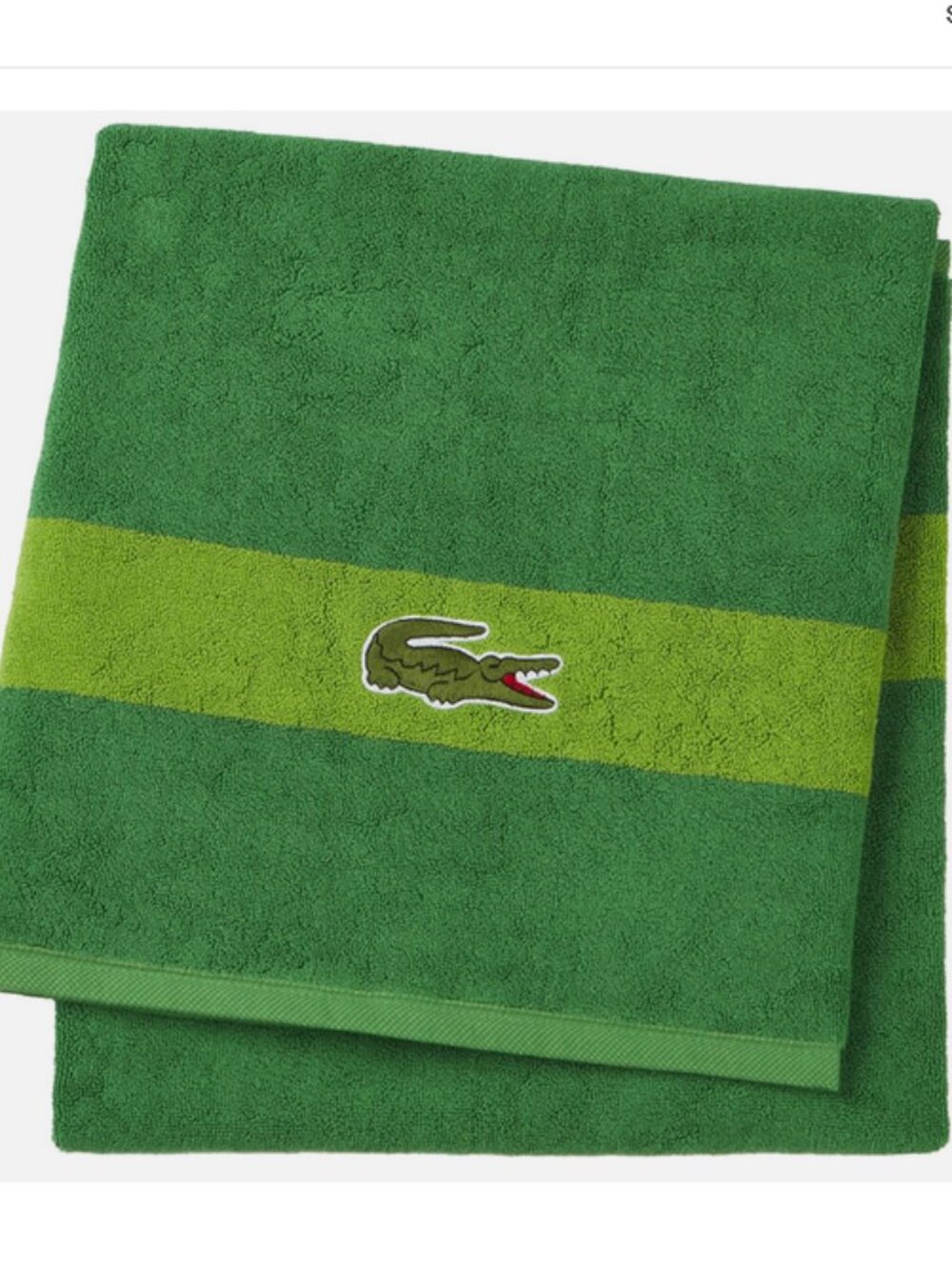 Lacoste Green Bath Towel 100% Cotton 30 x 52 in Big Croco Logo